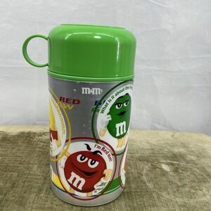 Original M&M Insulated Thermos Red, Yellow, Green, Crispy,& Blue m&m's 11.5‎ 0z.